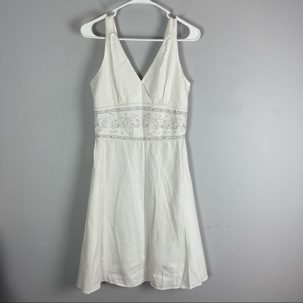 Bisou Bisou linen blend sun dress embroidered
